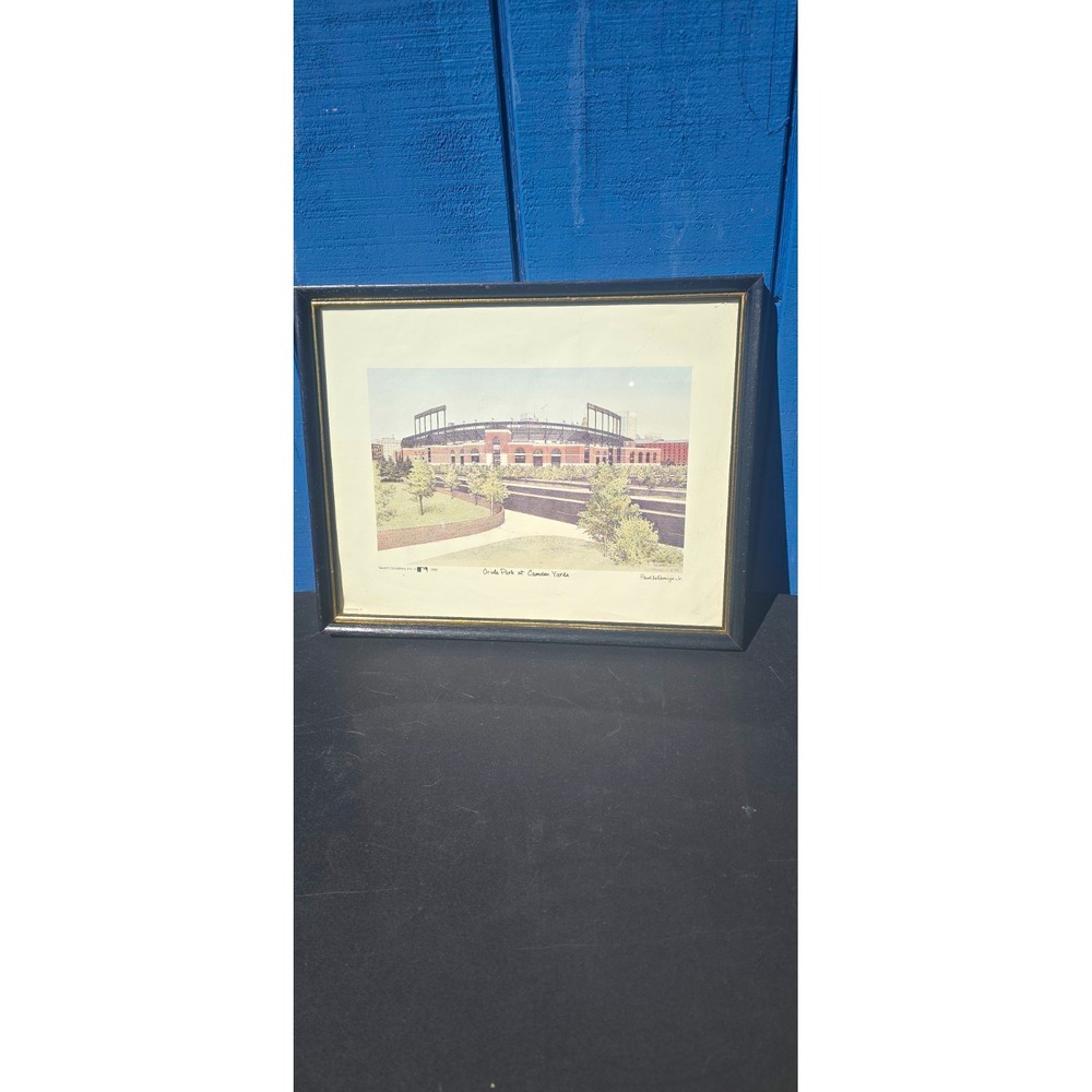 vintage framed print Oriole Park at Camden Yards signed by Paul DeRemigis jr